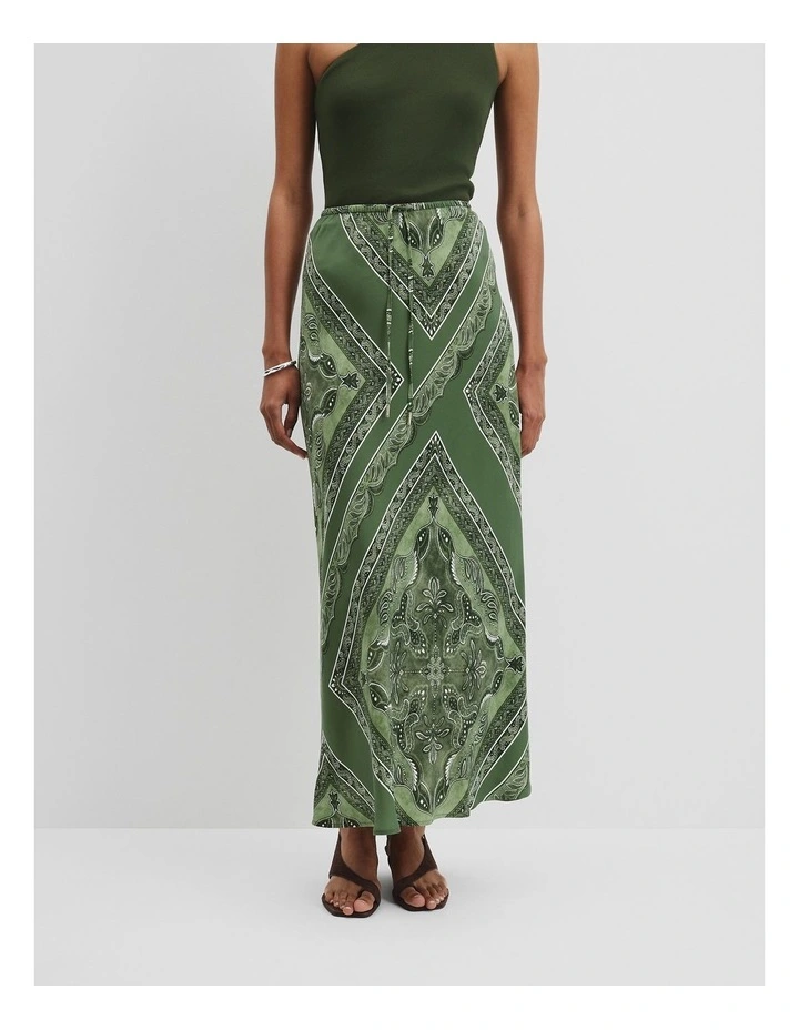Scarf Cupro Skirt in Green image 2