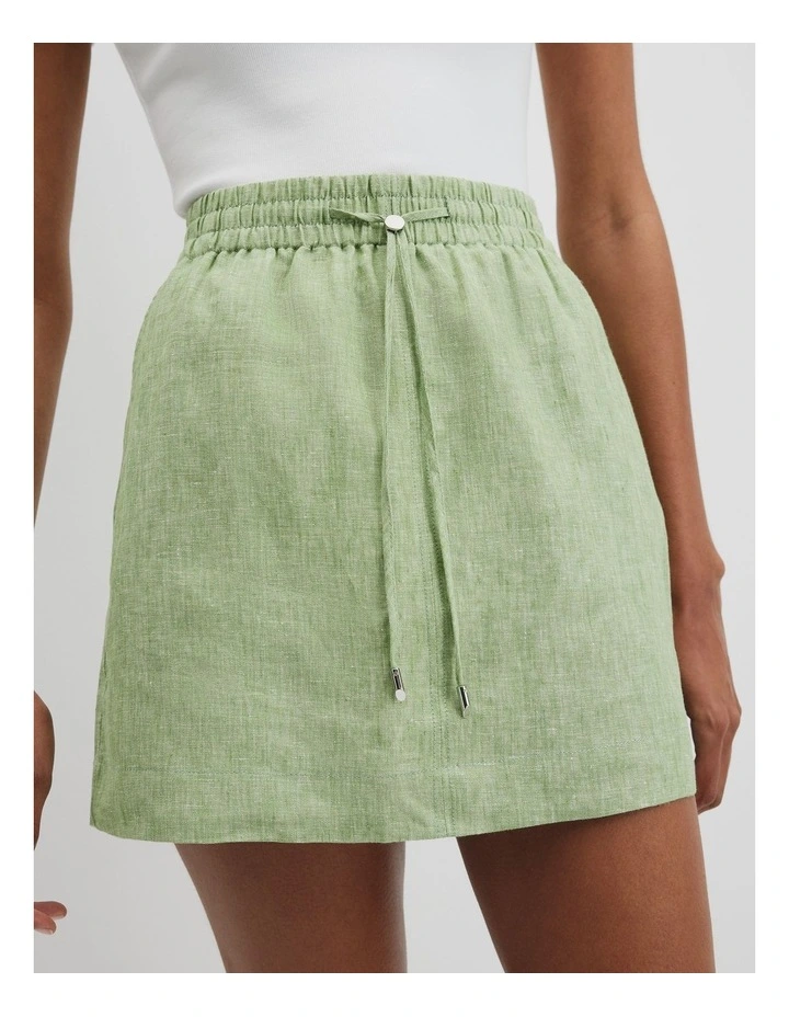 Organically Grown Linen Pull On Linen Skirt in Kiwi image 3