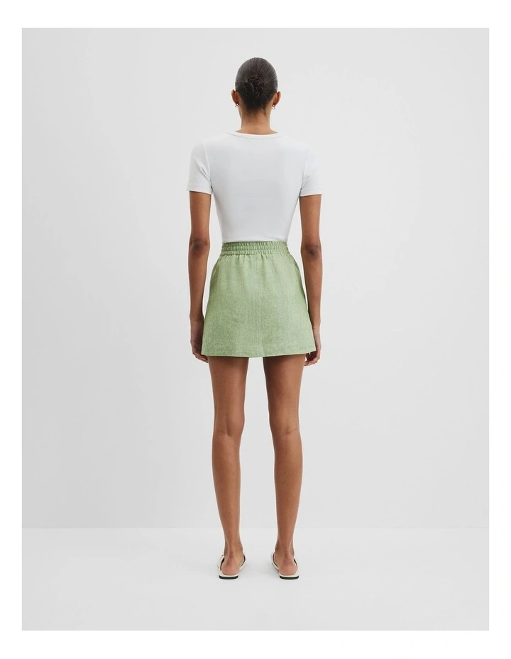 Organically Grown Linen Pull On Linen Skirt in Kiwi image 4