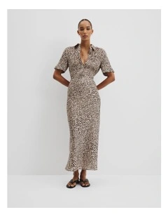 Print Bias Skirt in Brown