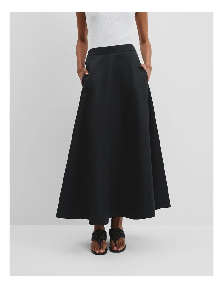 Dirndl Maxi Skirt in Black image 2