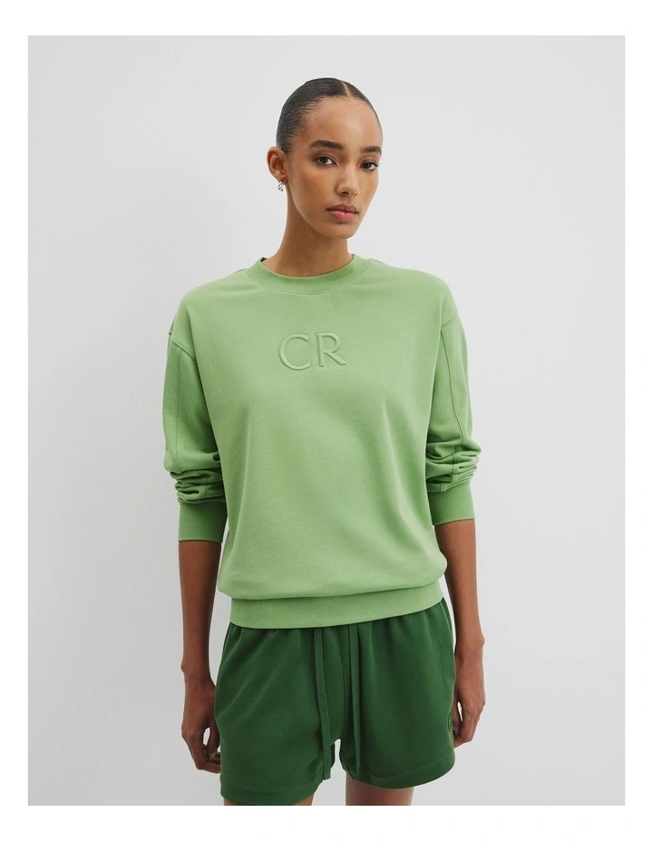 Australian Cotton Cr Logo Sweat in Kiwi image 1