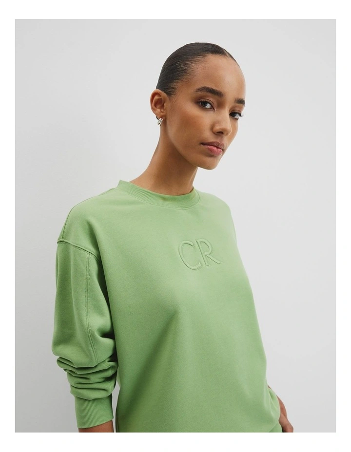 Australian Cotton Cr Logo Sweat in Kiwi image 2