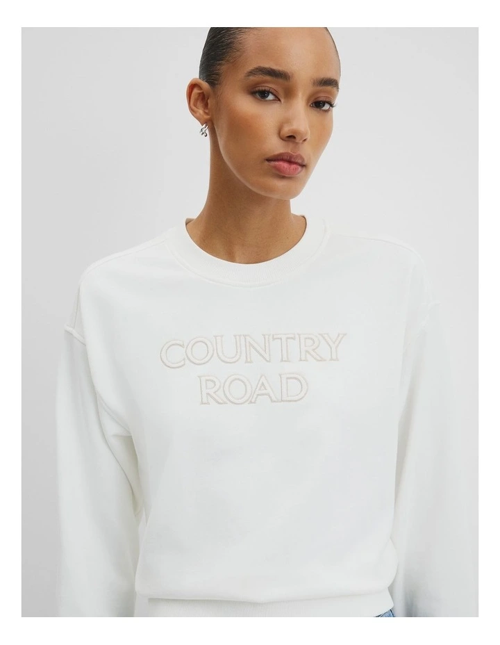 Australian Cotton Cr Sweat in Ecru image 1