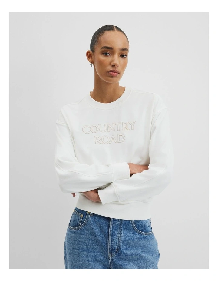 Australian Cotton Cr Sweat in Ecru image 3