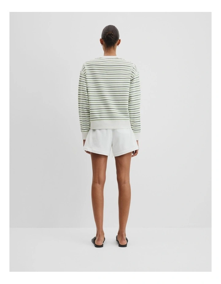 Australian Cotton Stripe Cr Sweat in Green Multi Stripe image 4