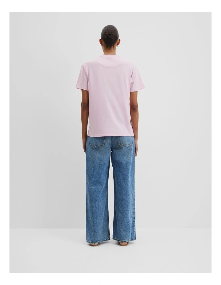 Australian Cotton Heritage Embroidered T-shirt in Floss Pink image 4