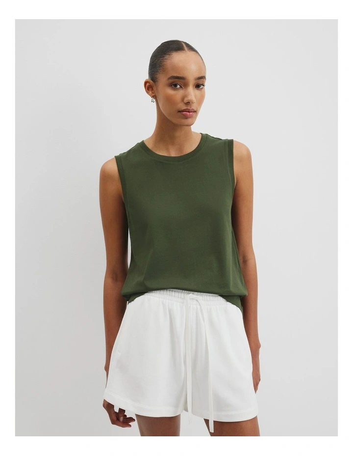 Australian Cotton Relaxed Crew Tank in Dark Fern image 1