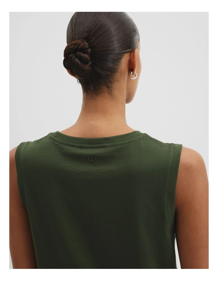 Australian Cotton Relaxed Crew Tank in Dark Fern image 2