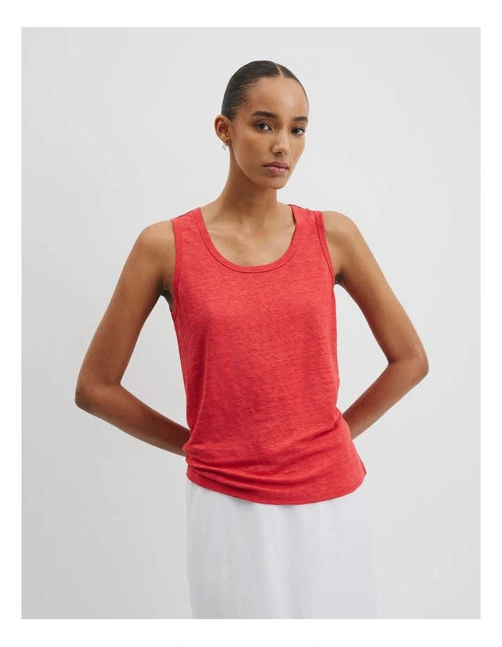 Linen Scoop Neck Tank in Cayenne image 2