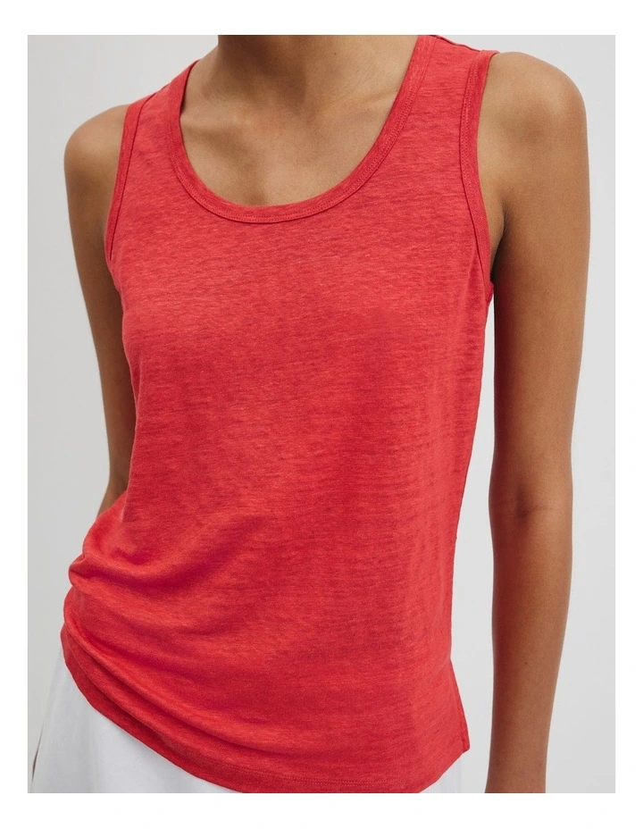 Linen Scoop Neck Tank in Cayenne image 3
