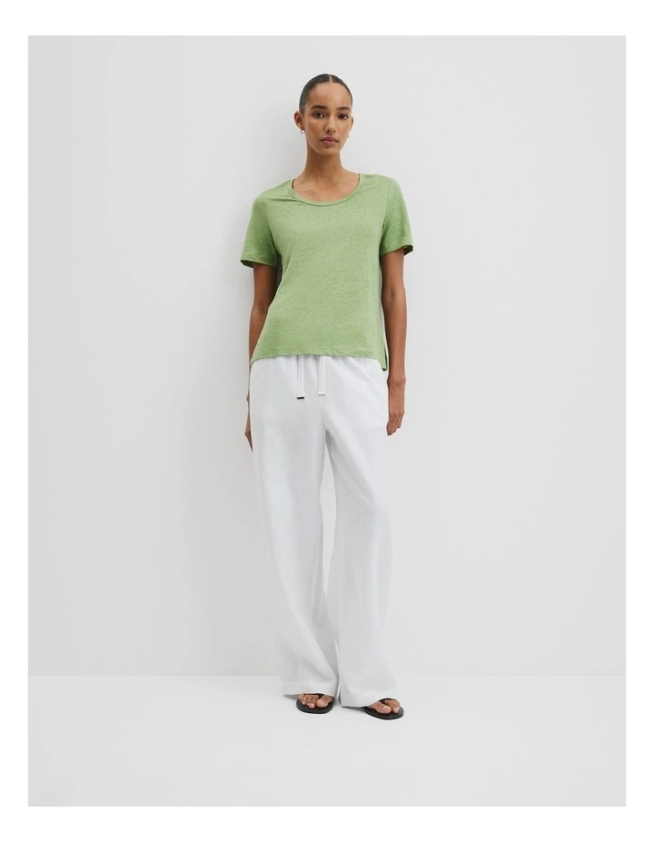 Linen Scoop Neck T-shirt in Kiwi image 1