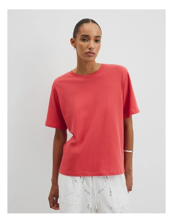 Australian Cotton Short Sleeve Relaxed T-shirt in Cayenne image 1