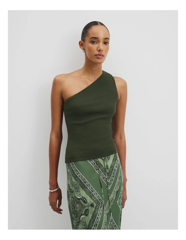 One Shoulder Tank in Dark Fern image 1
