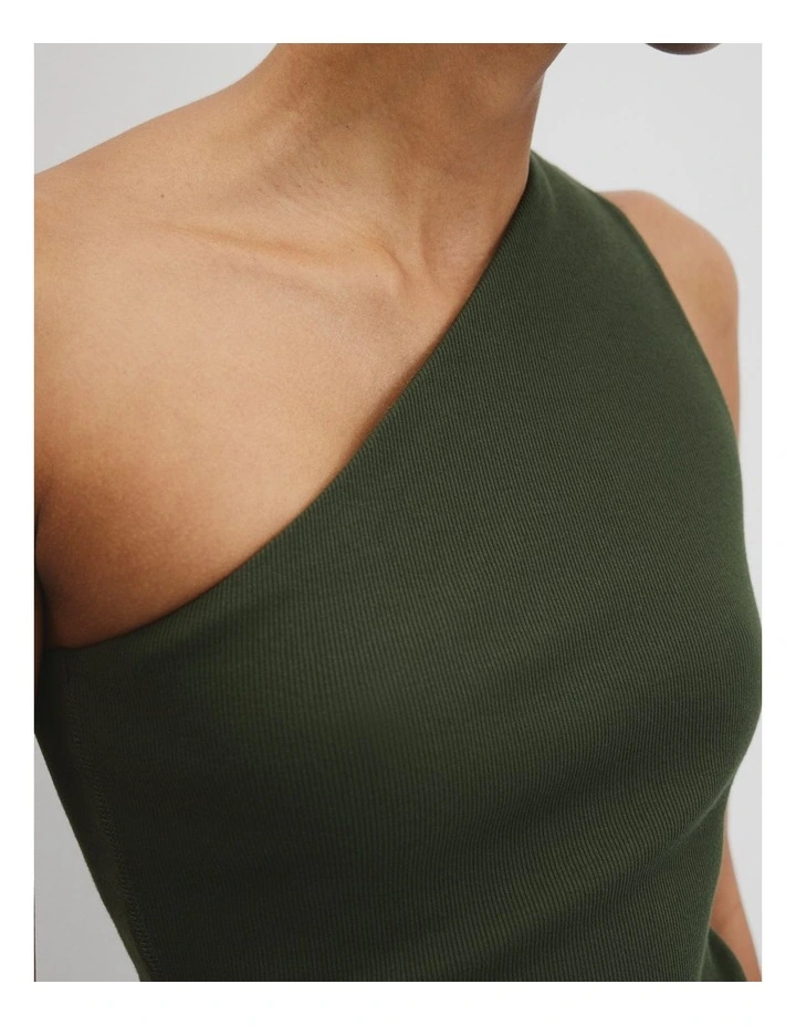 One Shoulder Tank in Dark Fern image 2