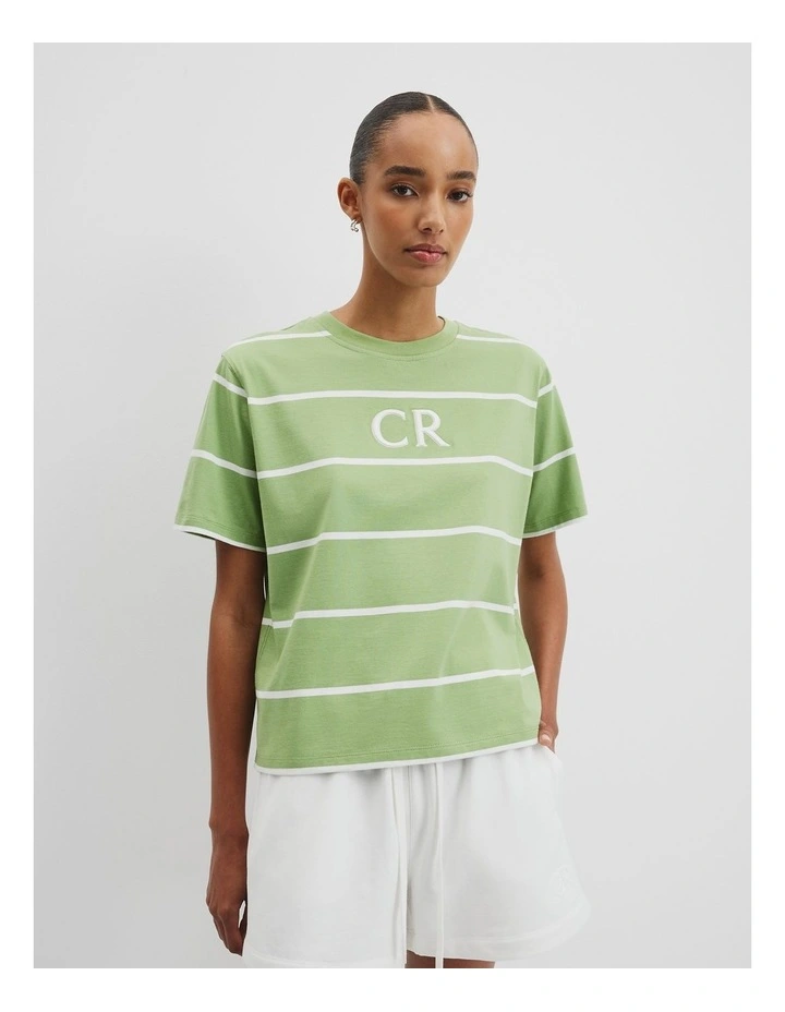 Australian Cotton Logo T-shirt in Kiwi Stripe image 1