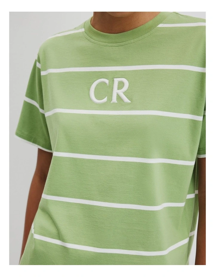 Australian Cotton Logo T-shirt in Kiwi Stripe image 2