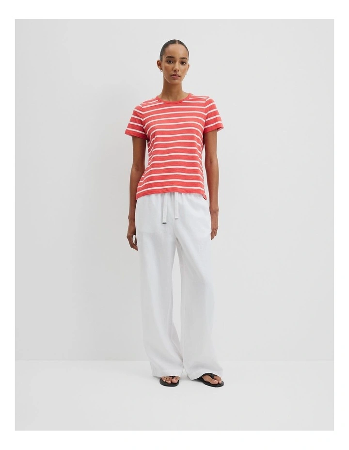 Australian Good Earth Cotton Slub T-shirt in Cayenne Stripe image 3