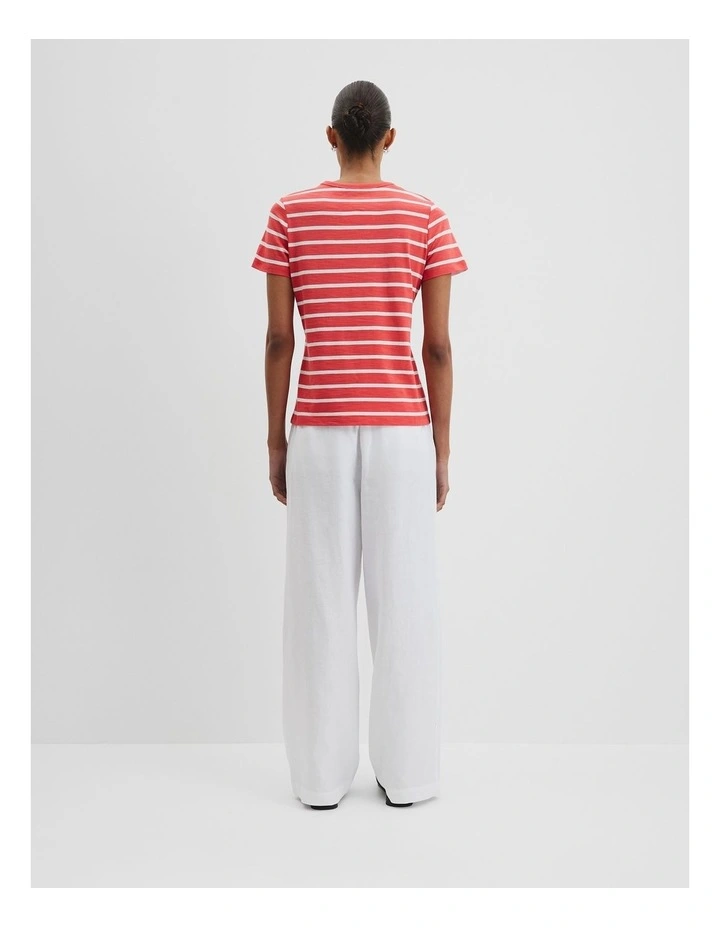 Australian Good Earth Cotton Slub T-shirt in Cayenne Stripe image 4