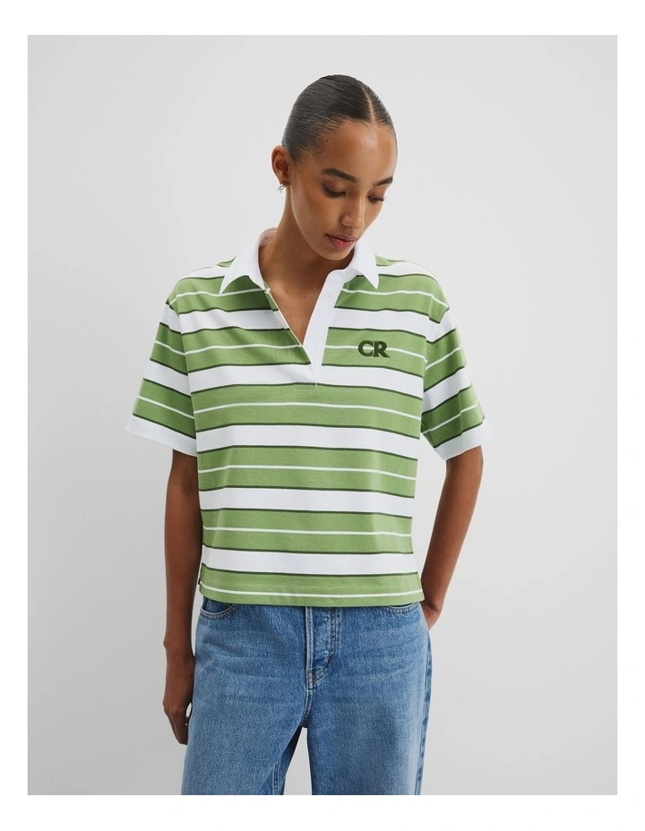 Australian Cotton Rugby T-shirt in Kiwi Multi Stripe image 1