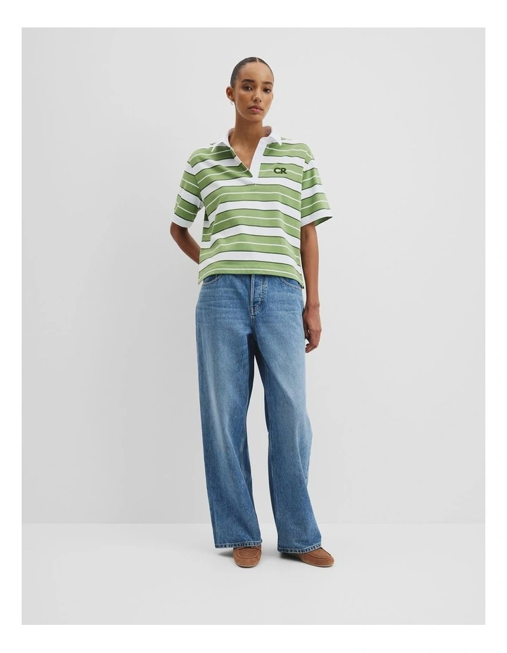 Australian Cotton Rugby T-shirt in Kiwi Multi Stripe image 3