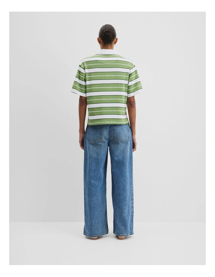 Australian Cotton Rugby T-shirt in Kiwi Multi Stripe image 4