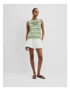 Australian Cotton Tank in Kiwi Multi Stripe