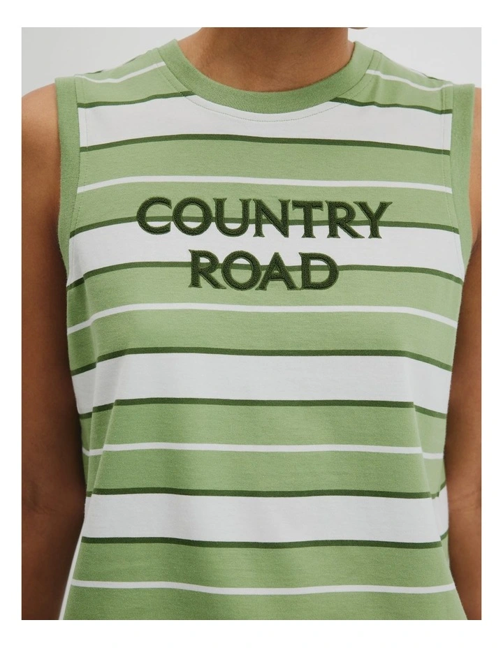 Australian Cotton Tank in Kiwi Multi Stripe image 2