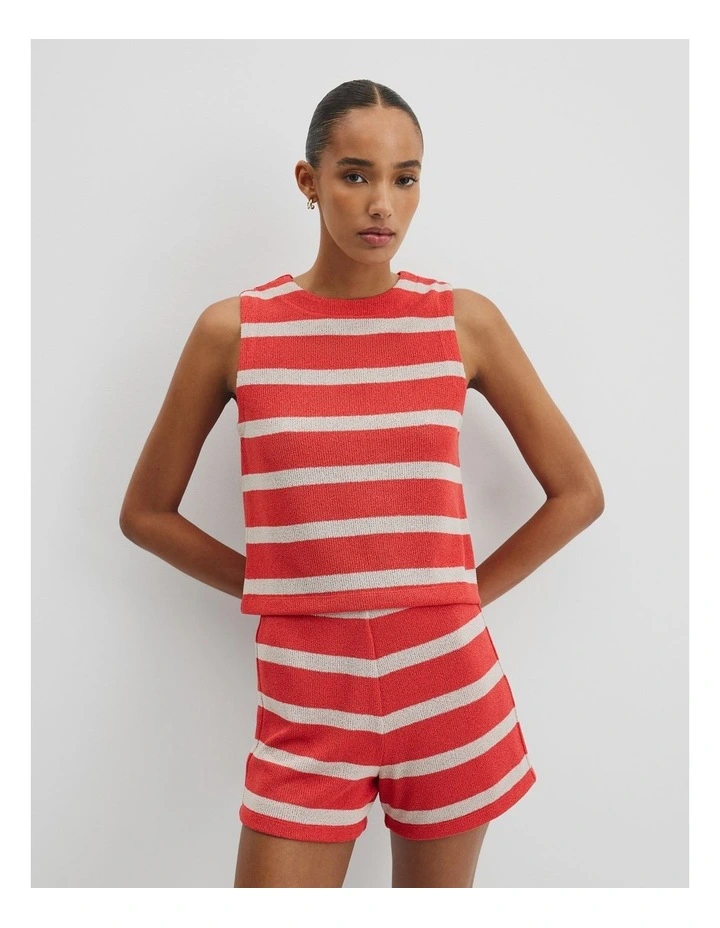 Stripe Textured Tank in Cayenne image 2