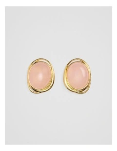Arya Statement Stud Earring in Rose Quartz