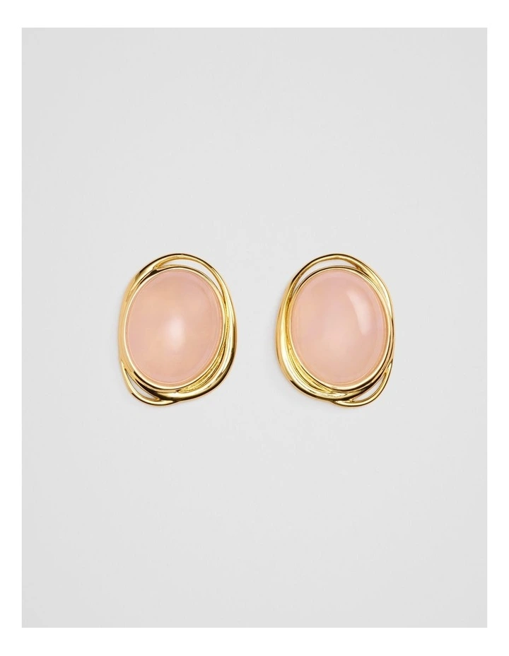 Arya Statement Stud Earring in Rose Quartz image 1