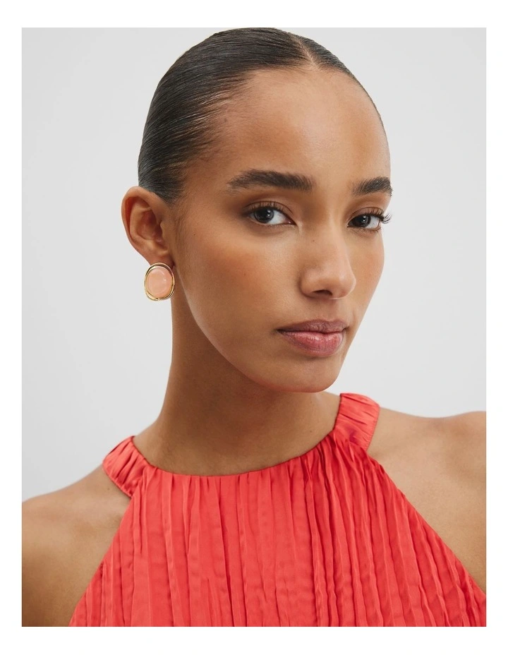 Arya Statement Stud Earring in Rose Quartz image 2