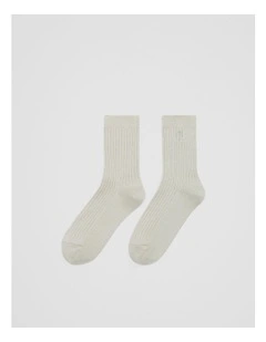 Country Road Metallic Socks in Silver Glitter