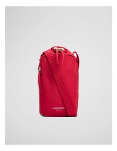 Recycled Polyester Drink Bottle Crossbody Bag in Crimson