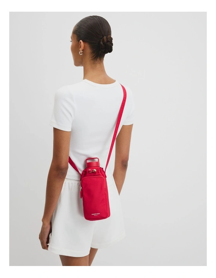Recycled Polyester Drink Bottle Crossbody Bag in Crimson image 2