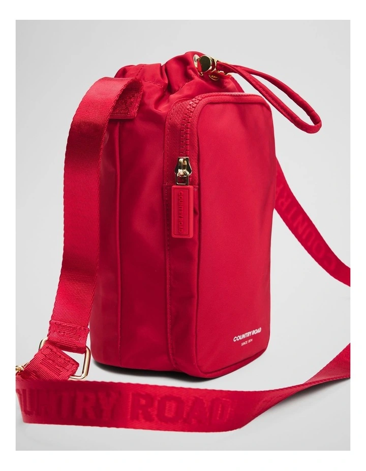 Recycled Polyester Drink Bottle Crossbody Bag in Crimson image 3
