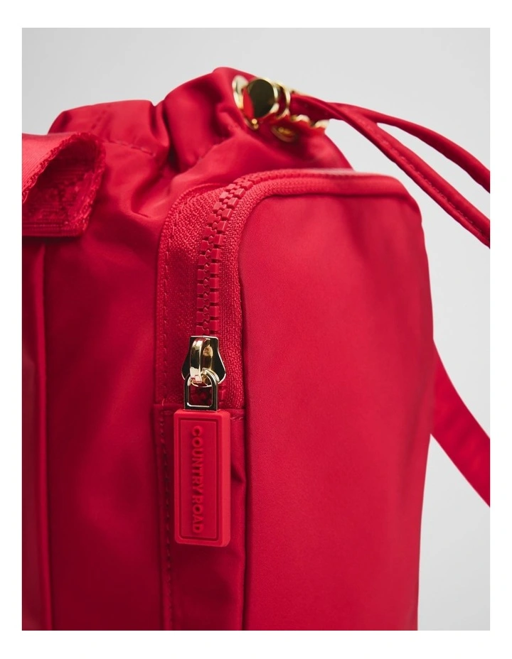 Recycled Polyester Drink Bottle Crossbody Bag in Crimson image 4
