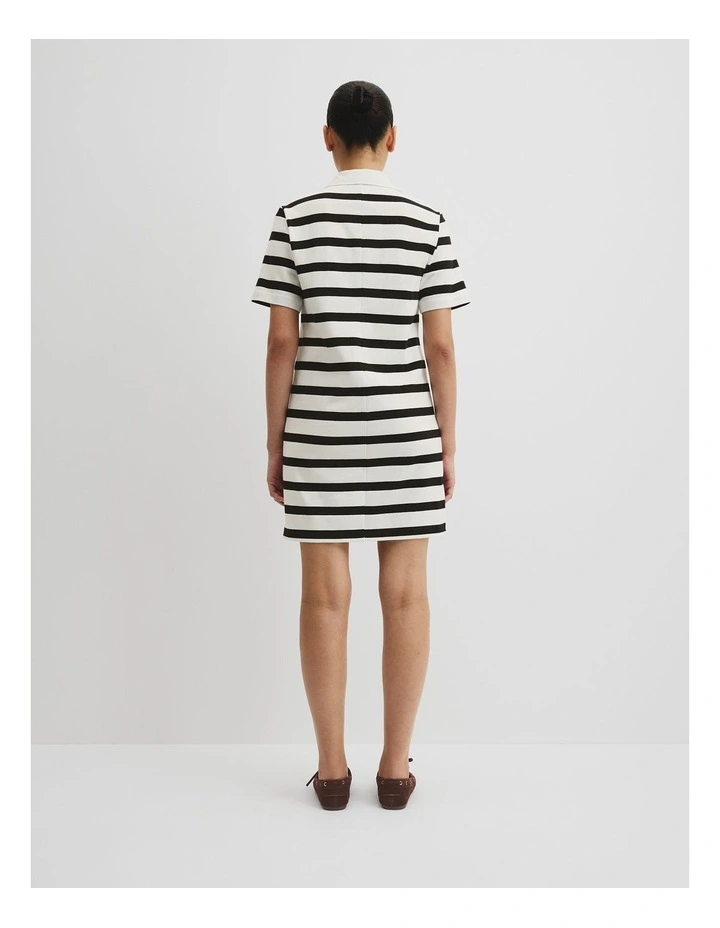 Australian Cotton Polo T-shirt Dress in Black Stripe image 4