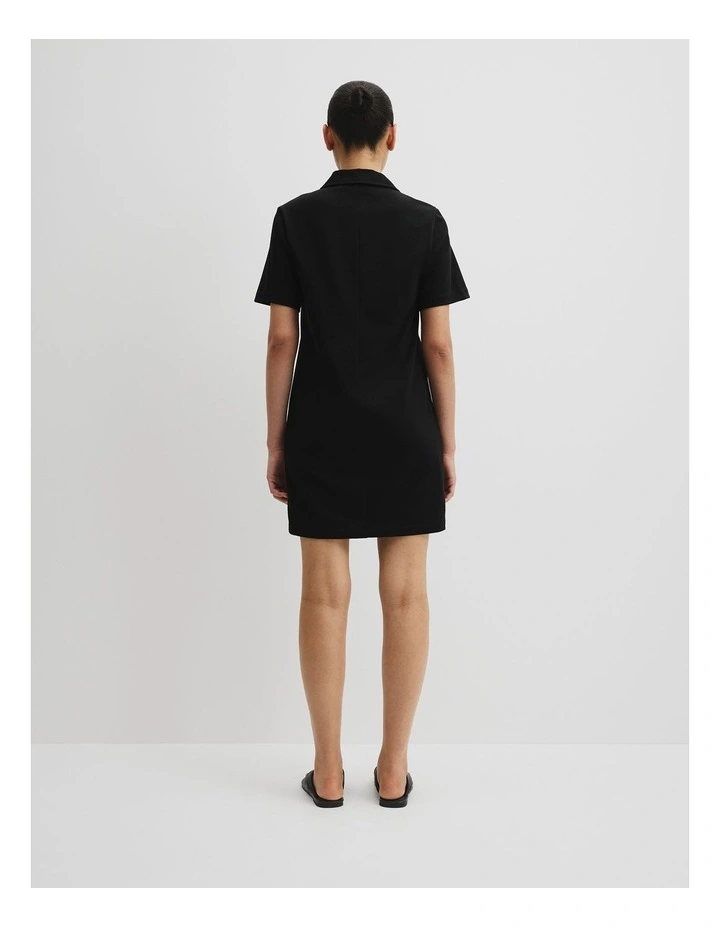 Australian Cotton Jersey Polo Dress in Black image 4