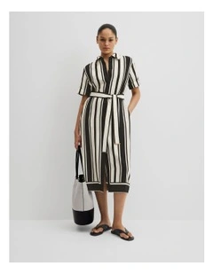 Stripe Midi Shirt Dress in Bold Stripe