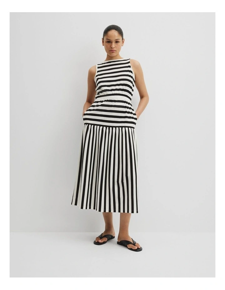 Australian Cotton Stripe Midi Tank Dress in Black Stripe image 2