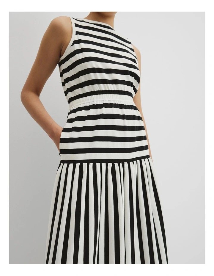Australian Cotton Stripe Midi Tank Dress in Black Stripe image 3