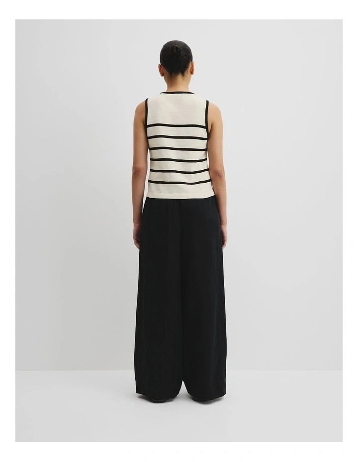Organically Grown Cotton Linen Blend Stripe Tank in Black Stripe image 4