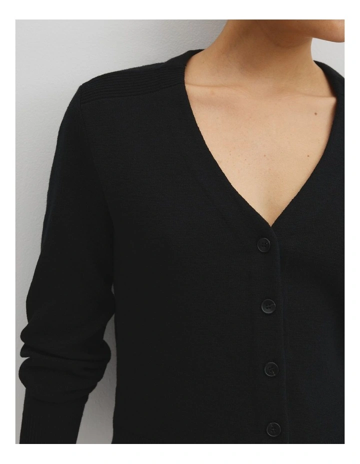 Organically Grown Cotton Linen Blend Knit Cardigan in Black image 2
