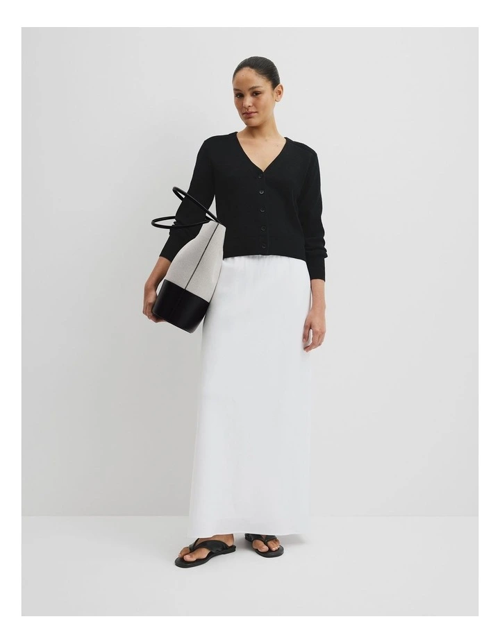 Organically Grown Cotton Linen Blend Knit Cardigan in Black image 3