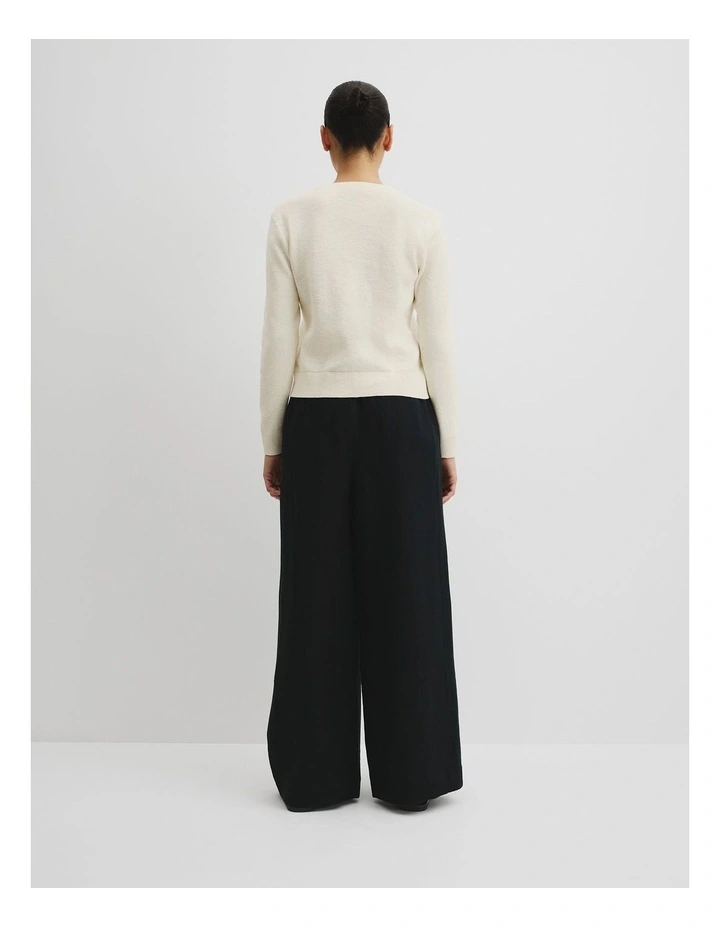 Organically Grown Cotton Linen Blend Knit Cardigan in Antique White image 4