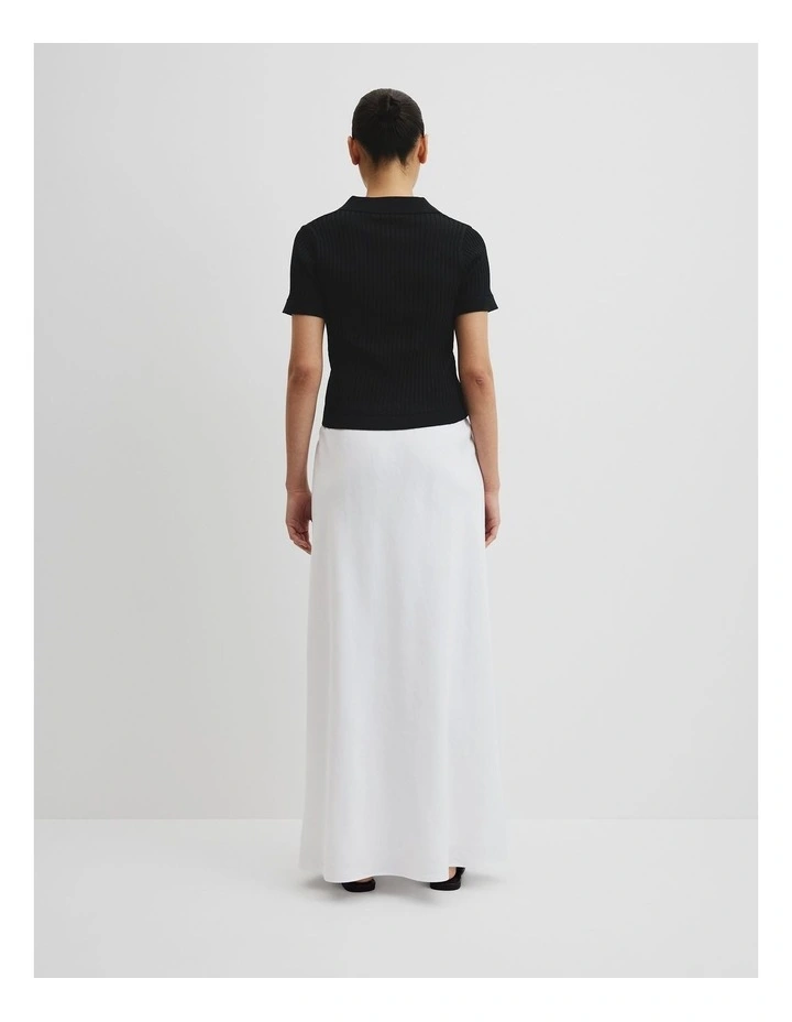 Organically Grown Cotton Sheer Rib Knit Polo in Black image 3