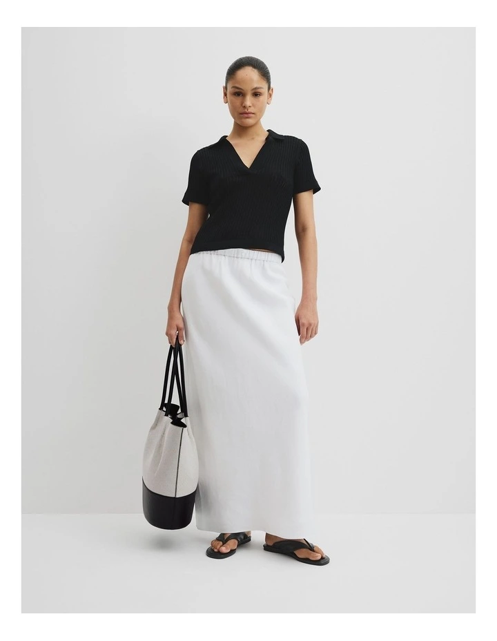 Organically Grown Cotton Sheer Rib Knit Polo in Black image 4