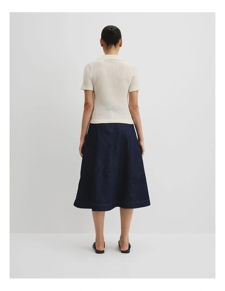 Organically Grown Cotton Sheer Rib Knit Polo in White image 4