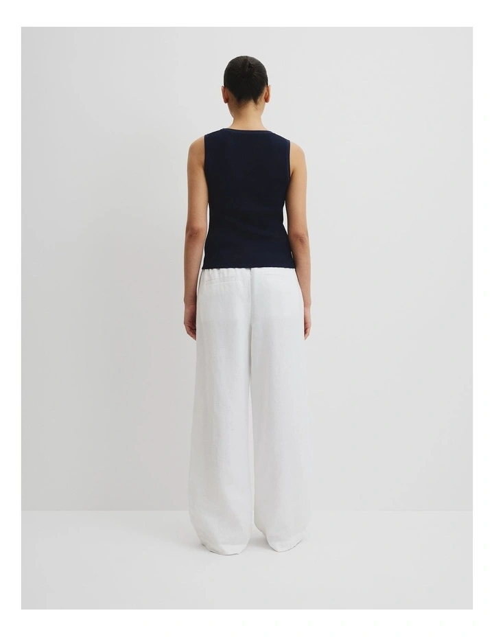 Waffle Crew Knit Tank in Navy image 4